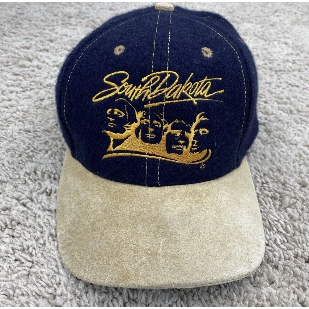 Mt. Rushmore Embroidered Hat South Dakota Blue Wool SnapBack Hat OSFM Suede Brim